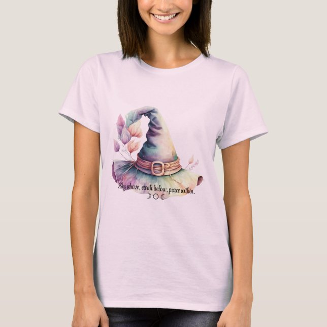 Camiseta Crie Seu Próprio Chapéu de Bruxa Arco-Íris com Fol (Frente)