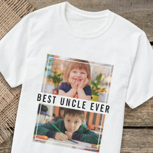 Camiseta Crie Seu Próprio Colagem de 2 Fotos Melhor Tio de 