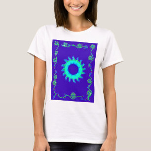 Camiseta Crie seu próprio Design de Arte Floral Azul Irides