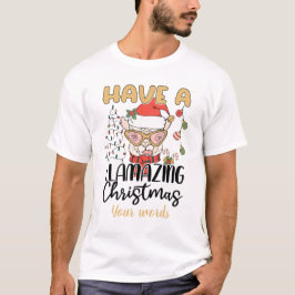 Camiseta Crie seu próprio Llama de Natal