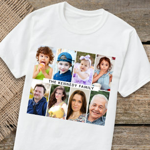 Camiseta Crie seu próprio nome da família de colagem de fot