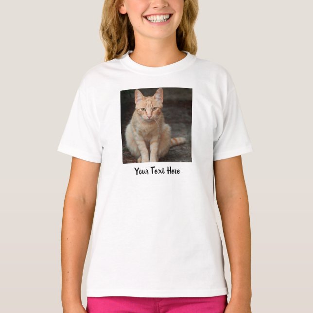 Camiseta Crie Seu Próprio Nome Fotográfico De Gato De Pet (Frente)