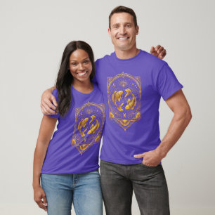 Camiseta Crie Seu Próprio Peixes Elegante em Ouro Art Déco