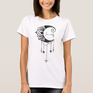 Camiseta Crie Seu Próprio Silhueta Lunar Boho Elegante