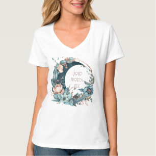 Camiseta Crie seu próprio Teal e Pêssego Floral