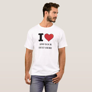 Camiseta Crie Seu Próprio Texto I Heart Love Custom Men
