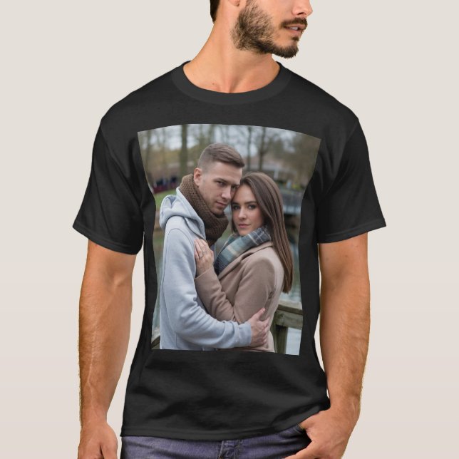 Camiseta Crie sua imagem perfeita de Casal de arte personal (Frente)