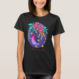 Camiseta Crie Sua Lua Crescente E Rosas Rosa