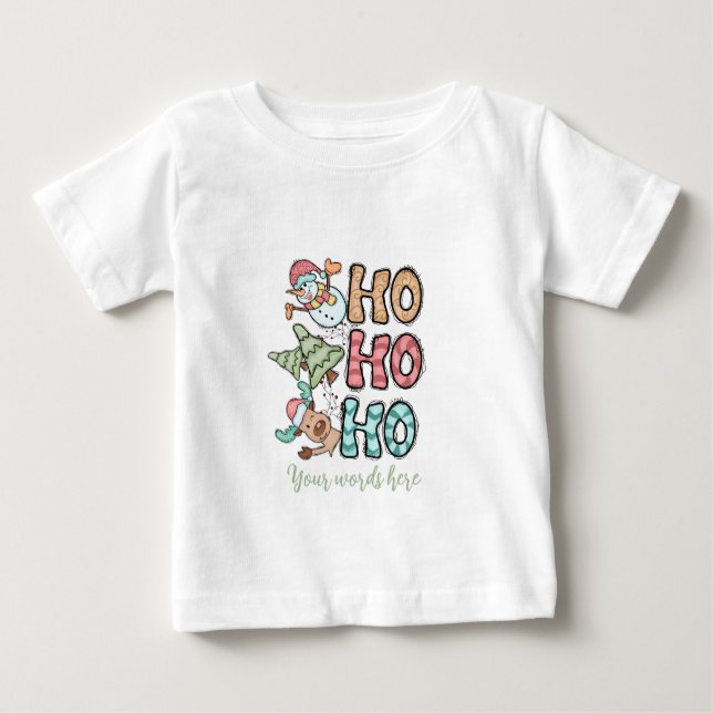 Camiseta Crie Sua Própria Árvore Ho Ho Reindeer e Snowman (Frente)