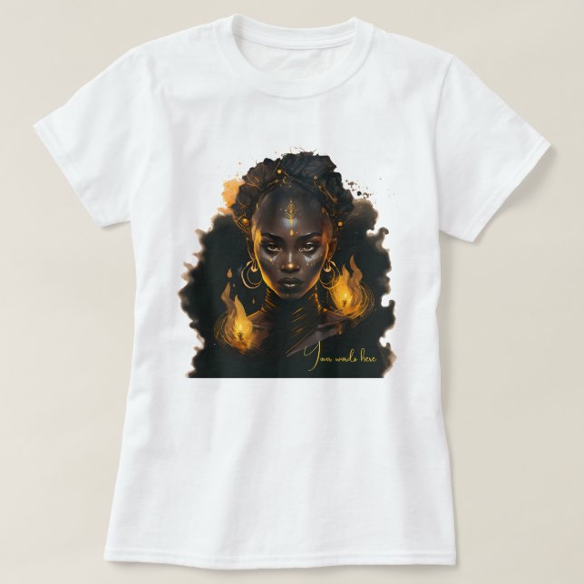 Camiseta Crie Sua Própria Bruxa Dourada Flamejante (Frente do Design)