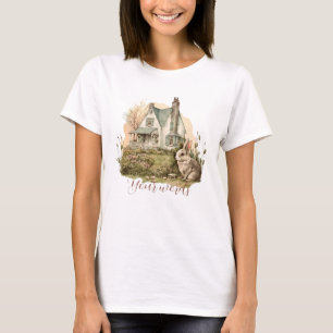 Camiseta Crie sua própria casa coelhinha e flores silvestre