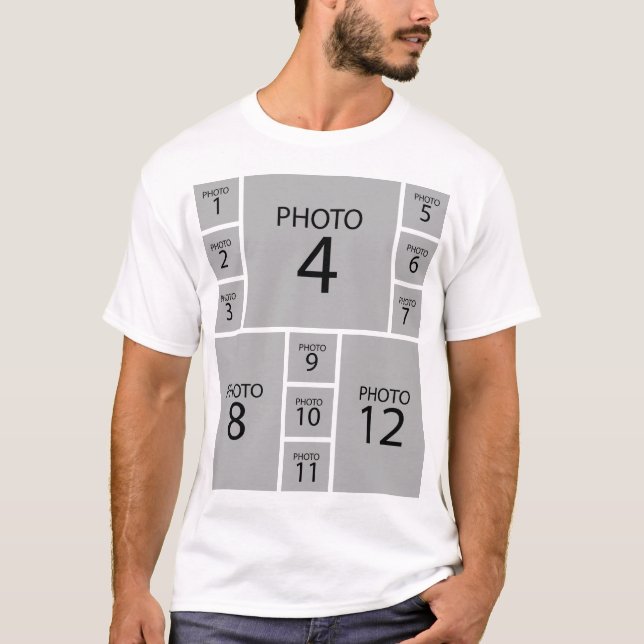 Camiseta Crie sua própria COLAGEM 12 FOTOS Personalizada (Frente)
