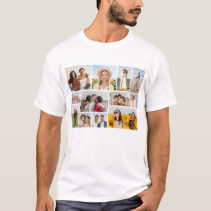 Camiseta Crie Sua Própria Colagem de 12 Fotos Unisexo