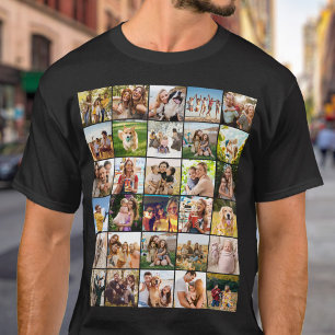 Camiseta Crie Sua Própria Colagem de 30 Fotos Personalizada