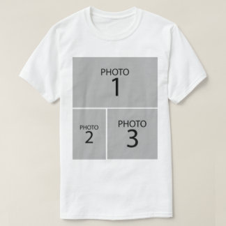 Camiseta Crie sua própria COLAGEM DE 3 FOTOS Personalizada