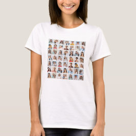 Camiseta Crie Sua Própria Colagem de 49 Fotos para Mulheres