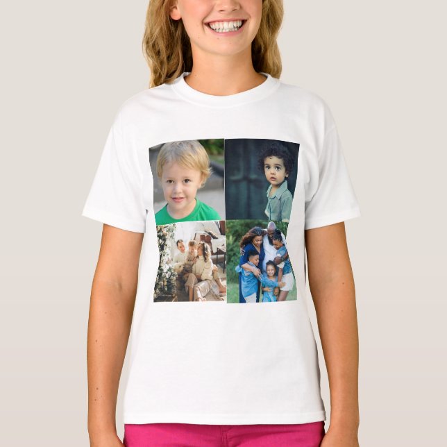 Camiseta Crie Sua Própria Colagem de 4 Fotos (Frente)