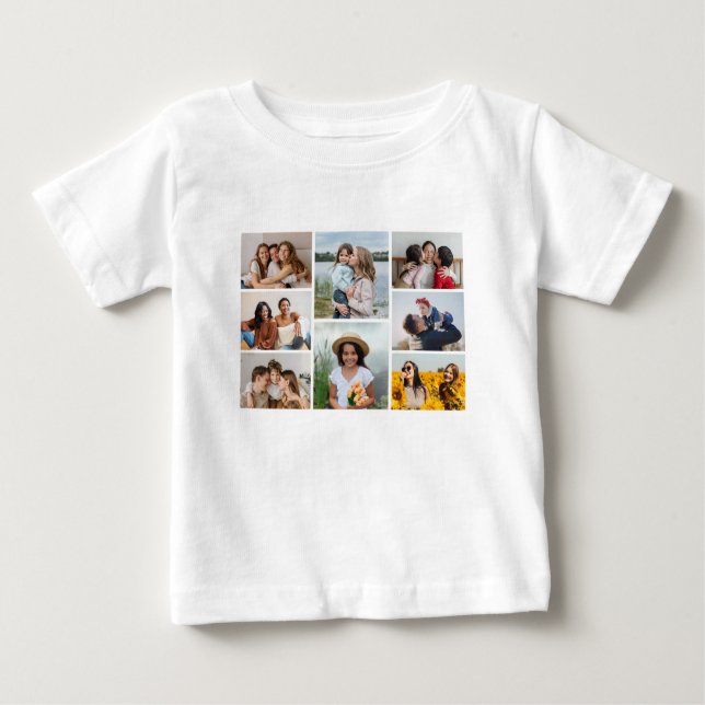 Camiseta Crie sua própria colagem de 8 fotos (Frente)