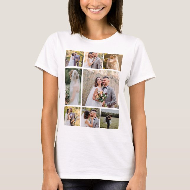Camiseta Crie Sua Própria Colagem De Casamento De Fotos 8 (Frente)