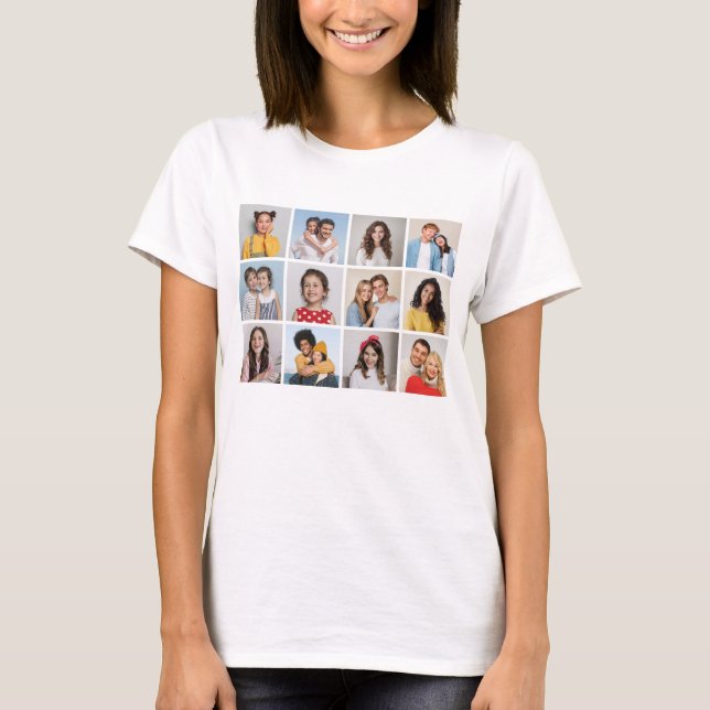 Camiseta Crie Sua Própria Colagem De Fotos 12 (Frente)