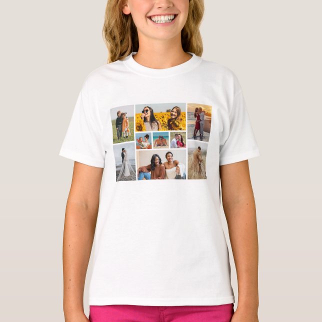 Camiseta Crie sua própria colagem de fotos de 9 (Frente)