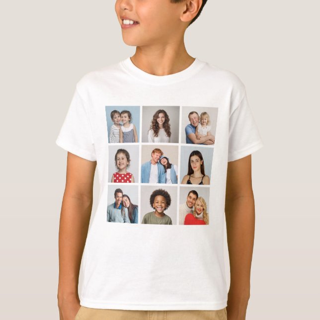 Camiseta Crie sua própria colagem de fotos de 9 (Frente)