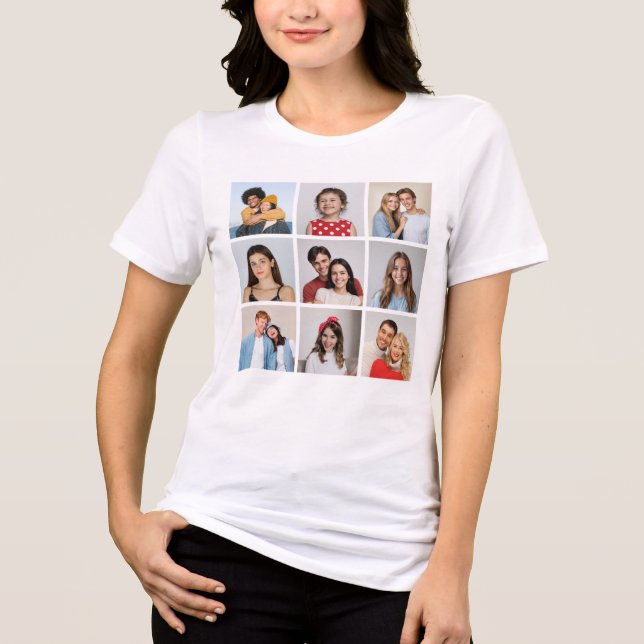 Camiseta Crie sua própria colagem de fotos de 9 (Frente)