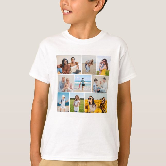 Camiseta Crie sua própria colagem de fotos de 9 (Frente)