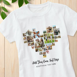 Camiseta Crie sua própria colagem de fotos em forma de cora