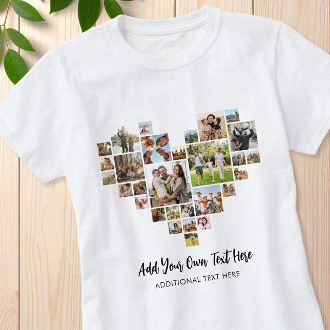 Camiseta Crie sua própria colagem de fotos em forma de cora (Criador carregado)