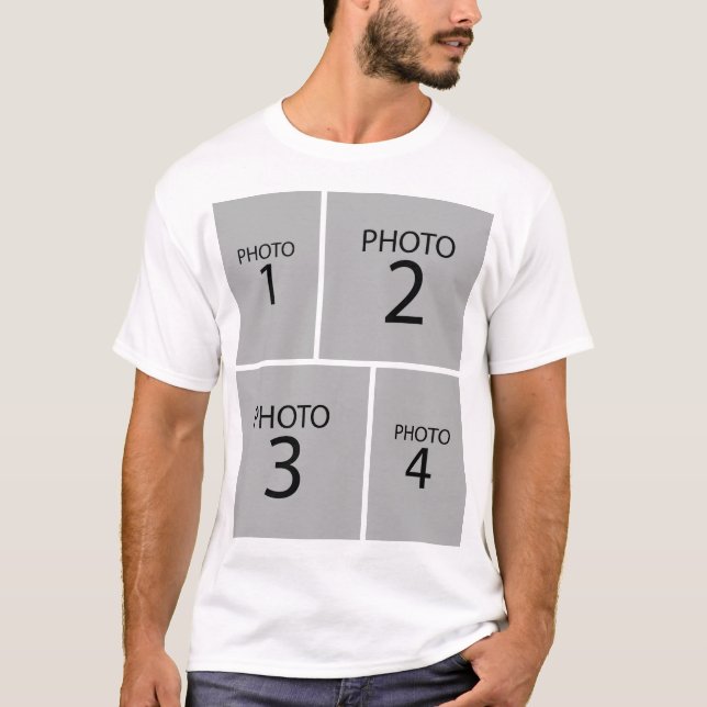 Camiseta Crie sua própria COLAGEM DE FOTOS Personalizada 4 (Frente)