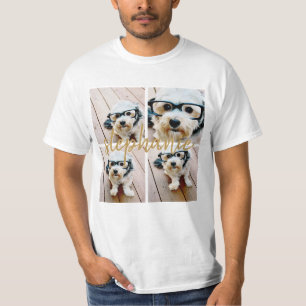 Camiseta Crie sua própria coleção de 4 fotos - Nome do s