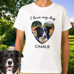 Camiseta Crie Sua Própria Foto Cardíaca 'Eu Amo Meu Cachorr