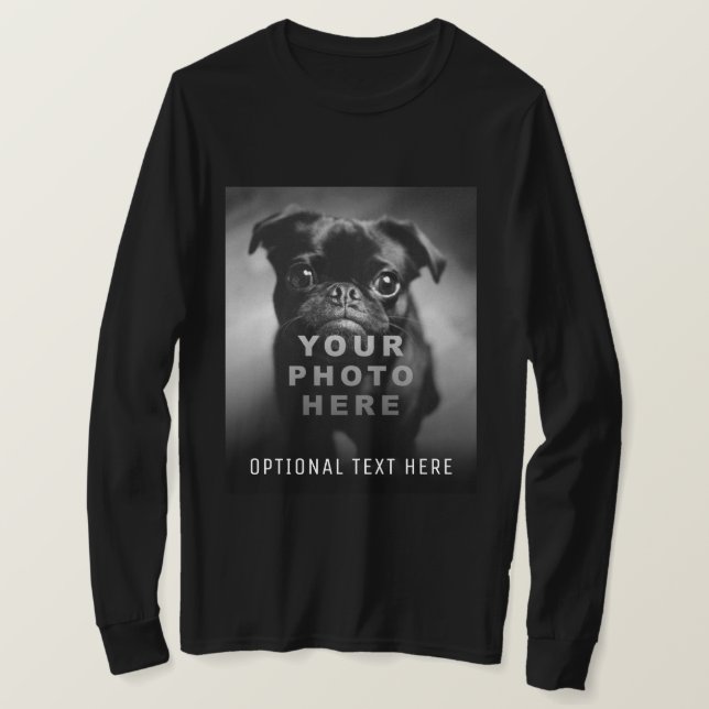 Camiseta Crie Sua Própria Foto Simples e Texto Personalizad (Frente do Design)