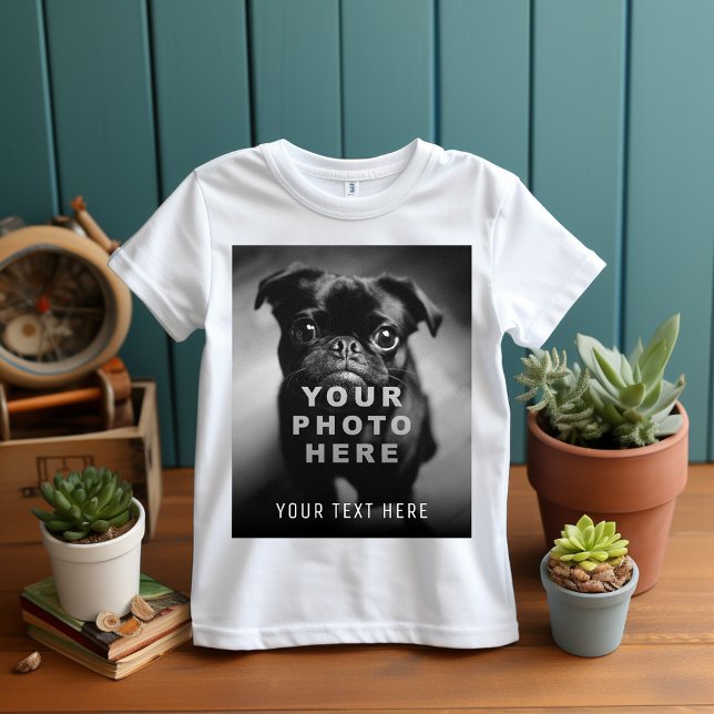 Camiseta Crie Sua Própria Foto Simples e Texto Personalizad (Criador carregado)