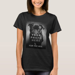Camiseta Crie Sua Própria Foto Simples e Texto Personalizad