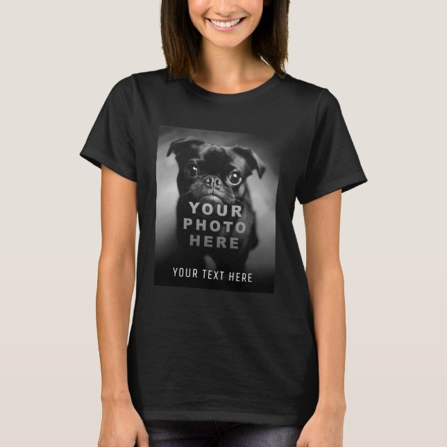 Camiseta Crie Sua Própria Foto Simples e Texto Personalizad (Frente)