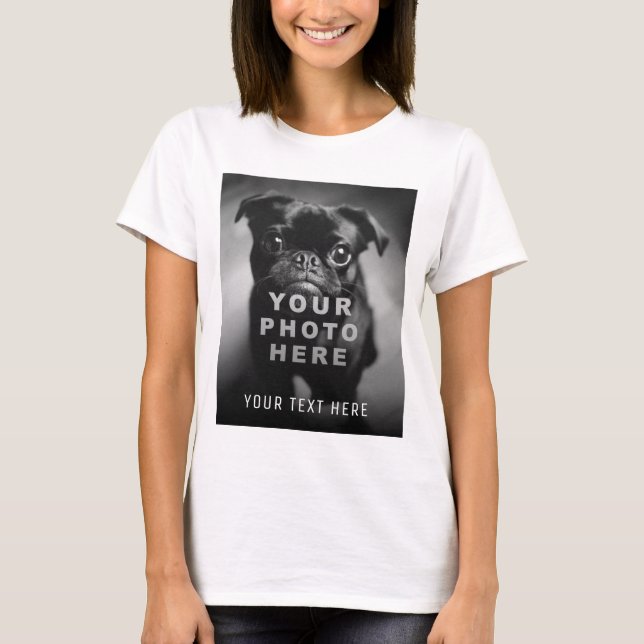 Camiseta Crie Sua Própria Foto Simples e Texto Personalizad (Frente)
