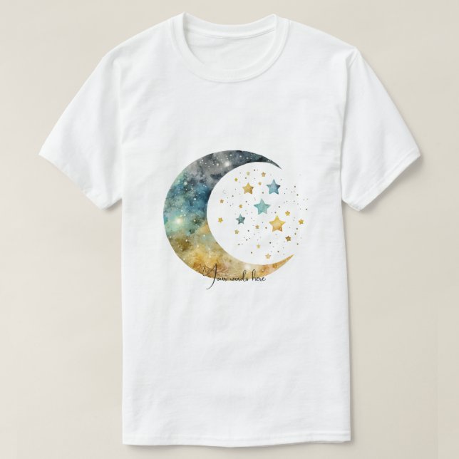 Camiseta Crie sua própria Lua e estrelas do Crescente de Aq (Frente do Design)