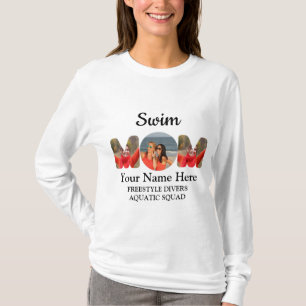 Camiseta Crie sua própria mãe esportiva foto colagem nataçã