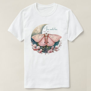 Camiseta Crie Sua Própria Mariposa Lua Rosa e Flores