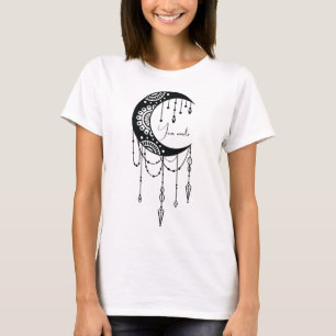 Camiseta Crie Sua Própria Silhueta de Lua de Mandala Boho