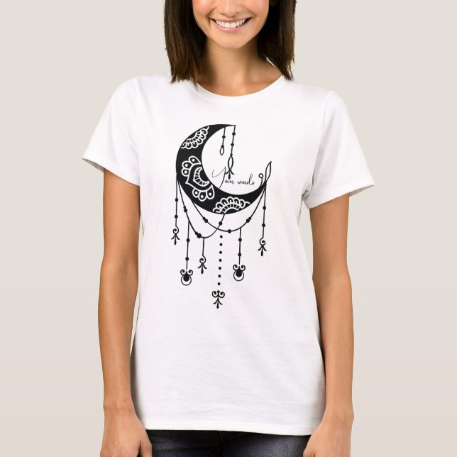 Camiseta Crie Sua Própria Silhueta Mágica Boho da Lua (Frente)
