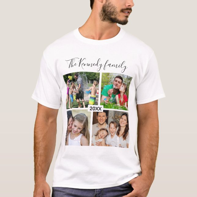 Camiseta Crie Suas Próprias 4 Férias Familiares De Colagem  (Frente)