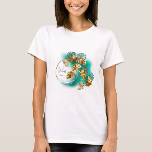 Camiseta Crie suas próprias folhas de ginkgo verde e lacrim
