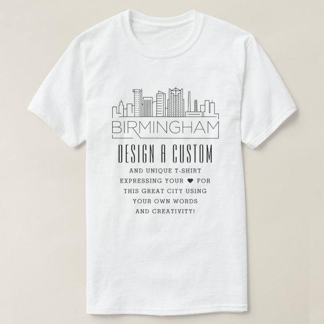Camiseta Crie Um Personalizado Birmingham, Alabama Themed (Frente do Design)