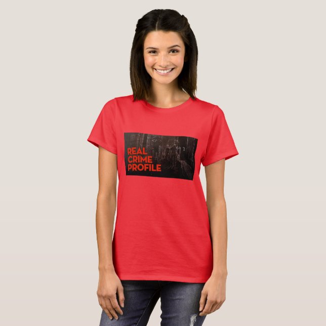 Camiseta CRIME REAL VERMELHO T para MULHERES (Frente Completa)