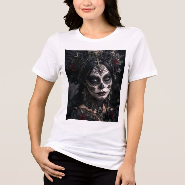 Camiseta Crimson Gótico Calavera – Rosa Negra (Frente)