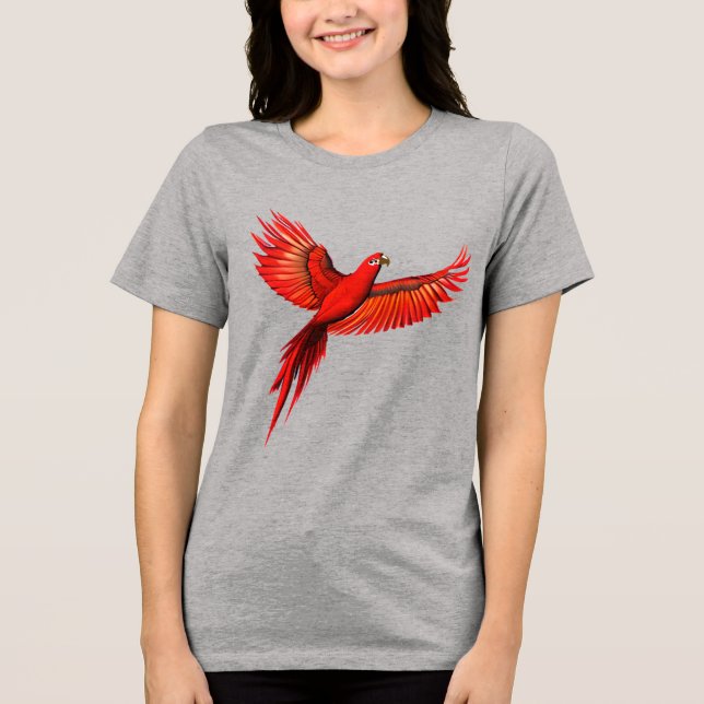 Camiseta Crimson Macaw / Papagaio Vermelho em voo (Frente)