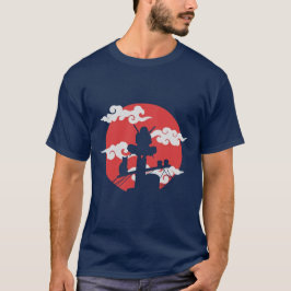 Camiseta Crimson Moon Warrior - Arte Silhueta Japonesa